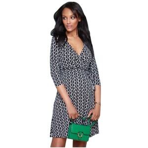 Seraphine Maternity Black White Geo Print True Wrap Dress Postpartum 6 Stretch